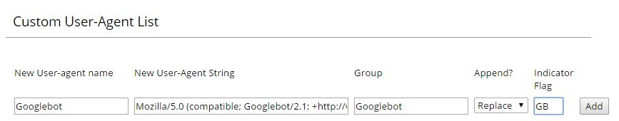 Dodawanie Googlebot do User Agent Switcher