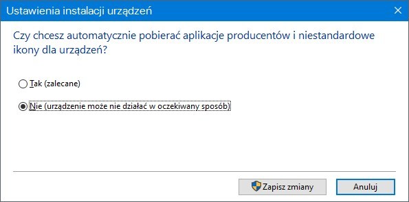 Ustawienia instalacji urządzeń