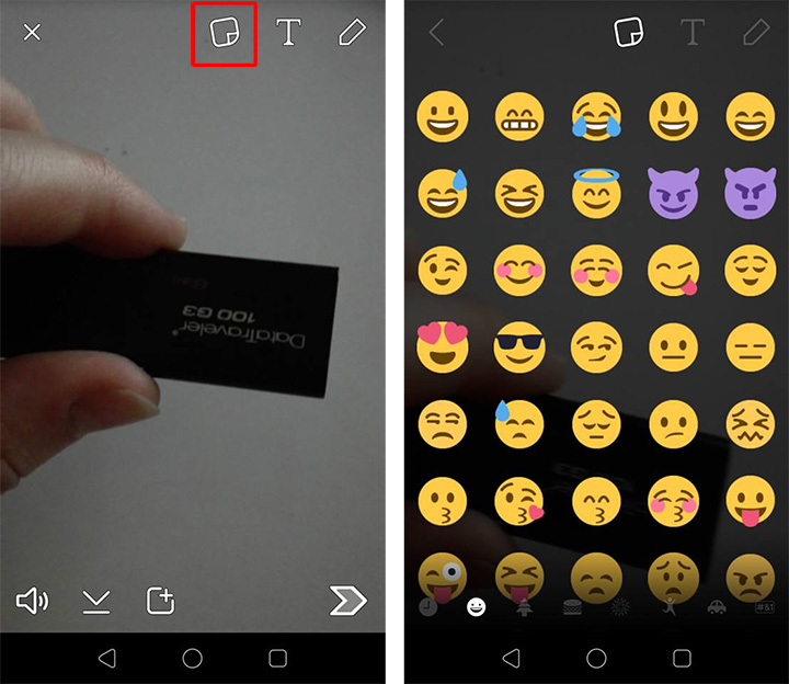 Snapchat - dodawanie emoji