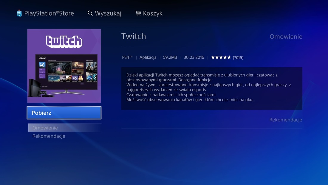 Twitch w Playstation Store