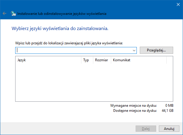 Instalacja języka