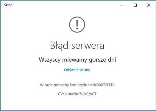 Błąd serwera w Windows Store - jak rozwiązać?