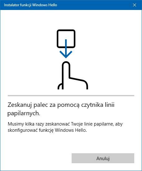 Windows Hello - skanowanie palca