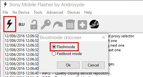 Wejście do trybu Flashmode