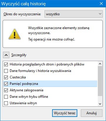 Firefox - czyszczenie historii