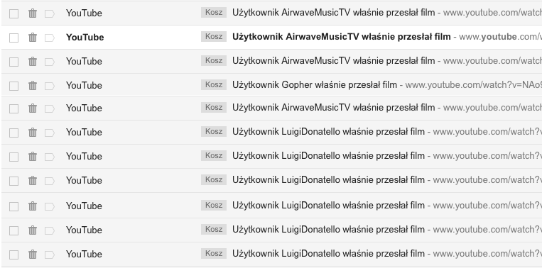 YouTube - nadmiar powiadomień