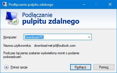 Podłączanie pulpitu zdalnego