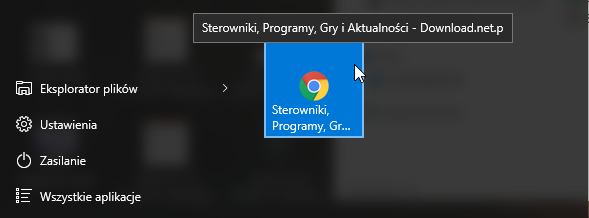 Skrót do strony w menu Start
