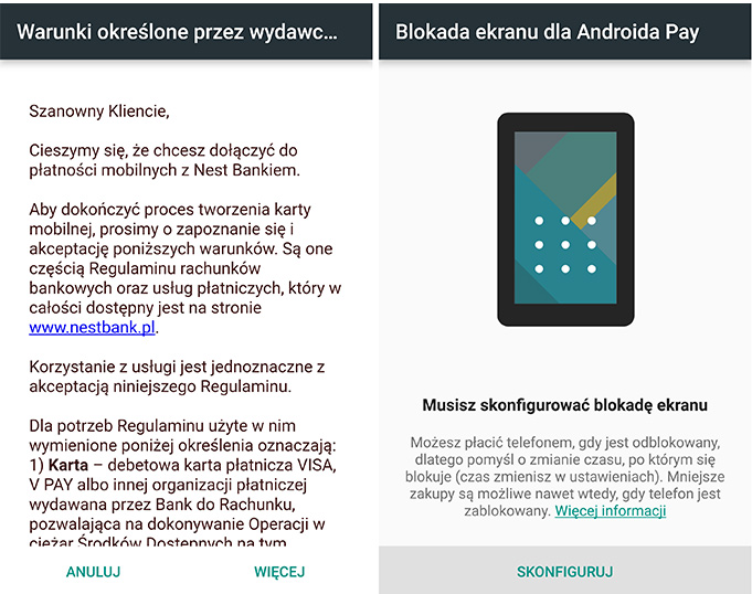 Akceptacja regulaminu w Android Pay