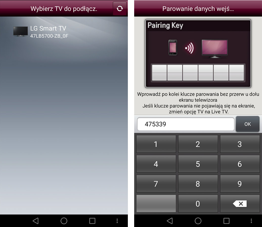 Parowanie pilota LG z telewizorem