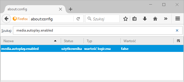 Wyłączanie automatycznego odtwarzania filmów w Firefox