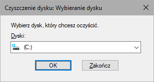 Wybór dysku do oczyszczenia