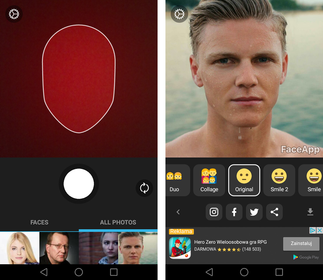 FaceApp - wybór zdjęcia
