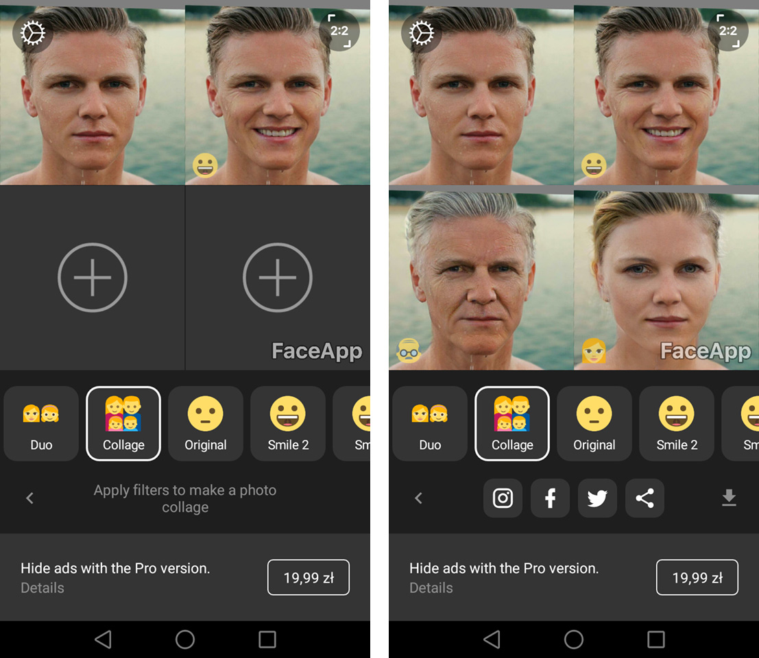FaceApp - tworzenie kolażu