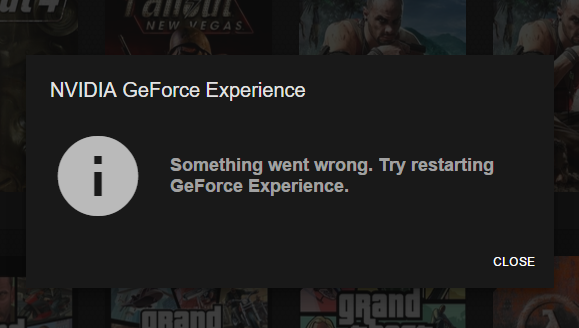 GeForce Experience - błąd przy uruchomieniu