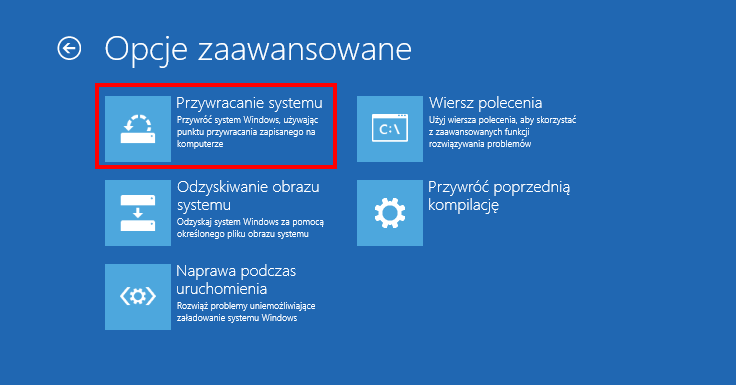Uruchom przywracanie systemu