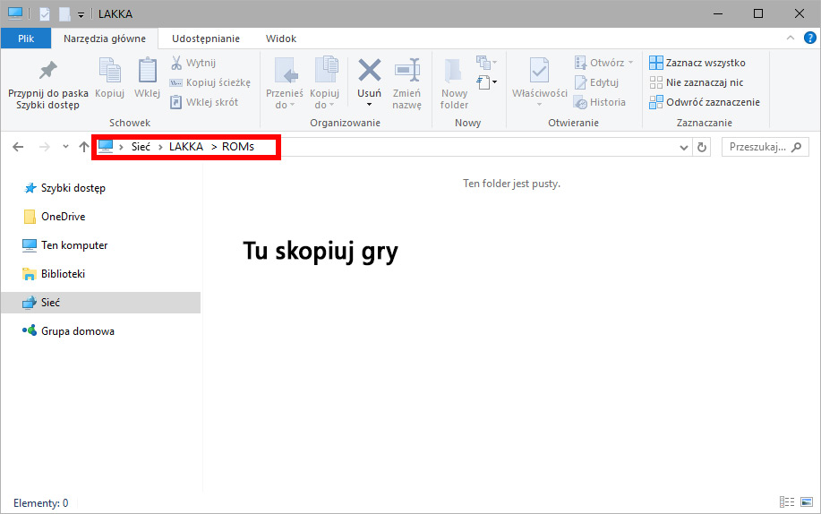 Skopiuj gry przez sieć do folderu ROMs