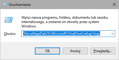 Otwórz folder z rejestrami OneDrive