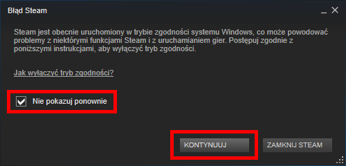 Steam - potwierdź uruchomienie jako Administrator