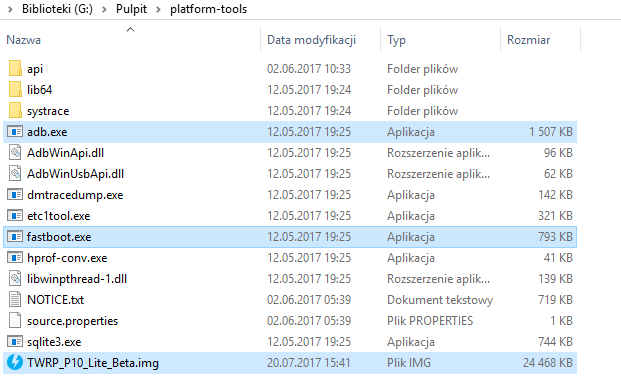 ADB, Fastboot i TWRP w jednym folderze