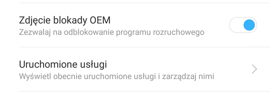 Zaznacz opcję zdjęcia blokady OEM w opcjach programistycznych