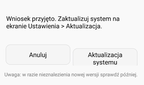 Akceptacja wniosku aktualizacji w HiCare