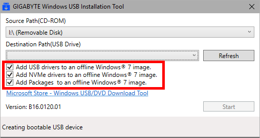 GIGABYTE Windows USB Installation Tool