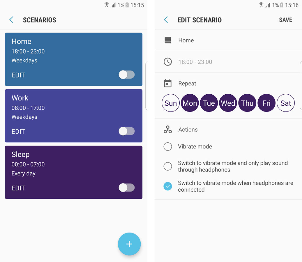 Scenarios w aplikacji SoundAssistant