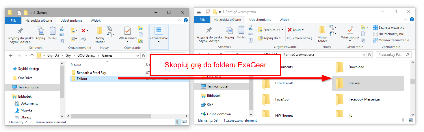 Skopiuj grę do folderu ExaGear