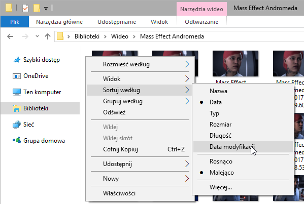 Wybierz sortowanie po dacie modyfikacji