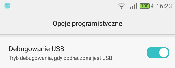 Włącz debugowanie USB