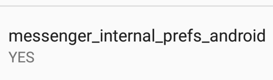 Ustaw wartość messenger_internal_prefs_android na Yes