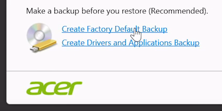 Acer - tworzenie kopii Recovery