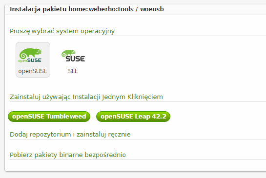 WoeUSB na openSuse - pobieranie