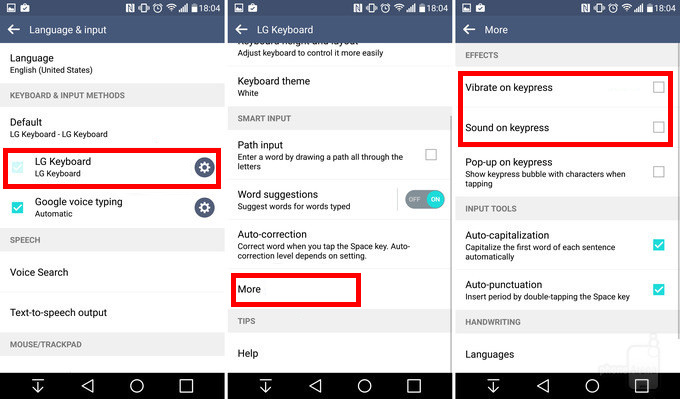Wyłączanie dźwięków i wibracji w klawiaturze LG