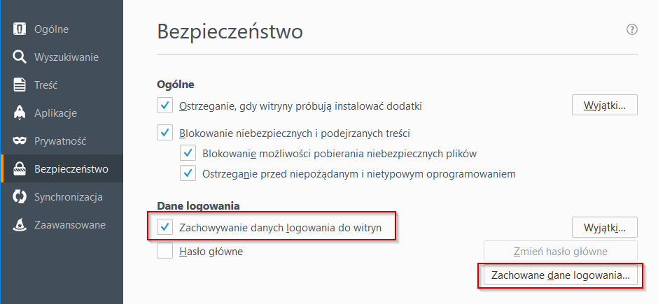 Wyłącz zapisywanie haseł w Firefoksie