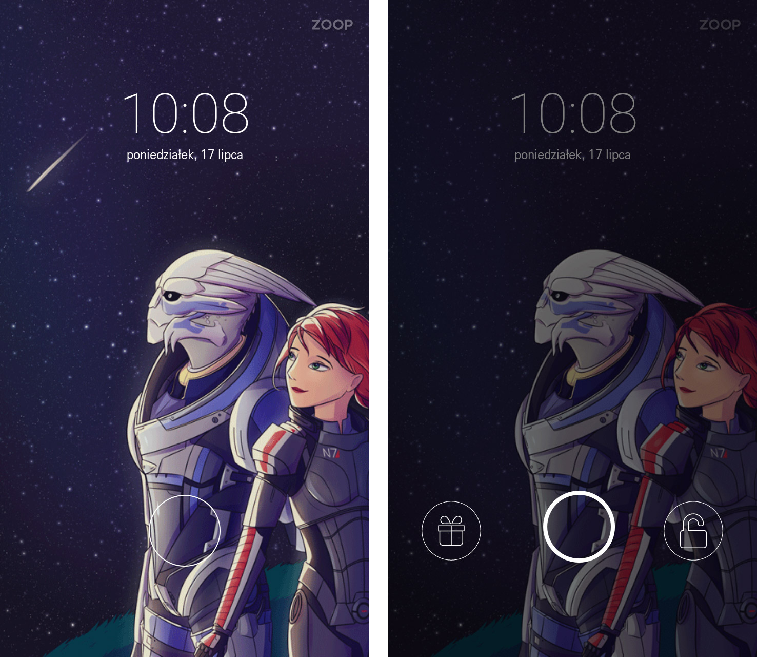 ZOOP GIF Locker z animowanym GIF jako tło ekranu blokady