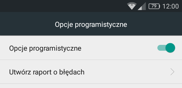 Wyłączanie opcji programistycznych za pomocą suwaka