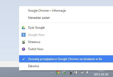 Wyłączanie działania Chrome w tle