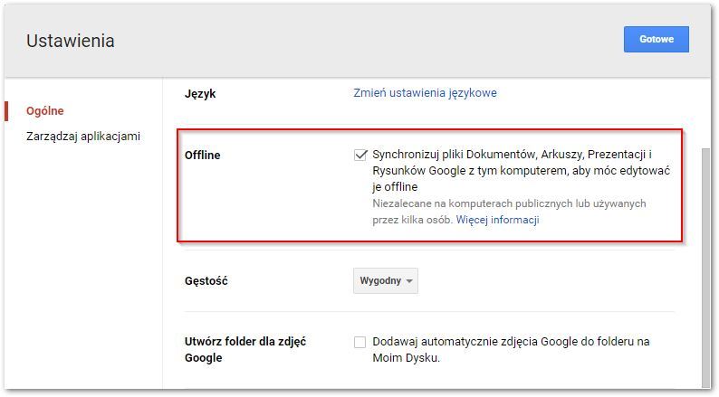 Wyłączanie synchronizacji offline w Chrome