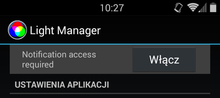 Light Manager - nadanie dostępu do powiadomień