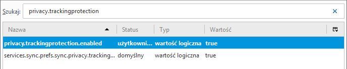 Aktywacja blokady śledzenia w Firefox