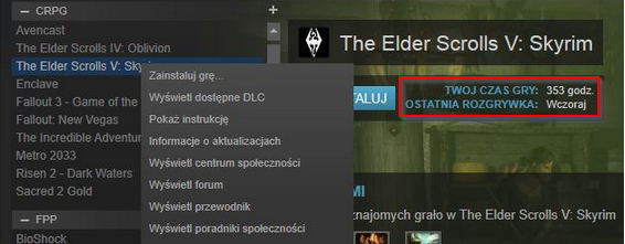 Steam - czas gry