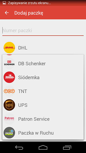 Dodawanie paczki do śledzenia w Androidzie