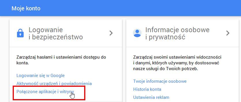 Moje konto w Google