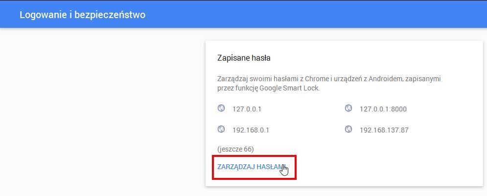 Zarządzanie hasłami na koncie Google