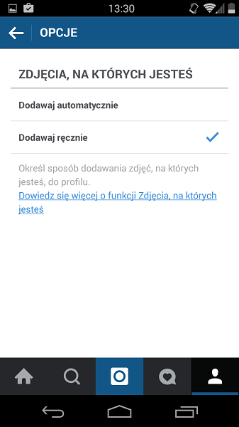 Opcje dodawanie zdjęć, na których jesteśmy