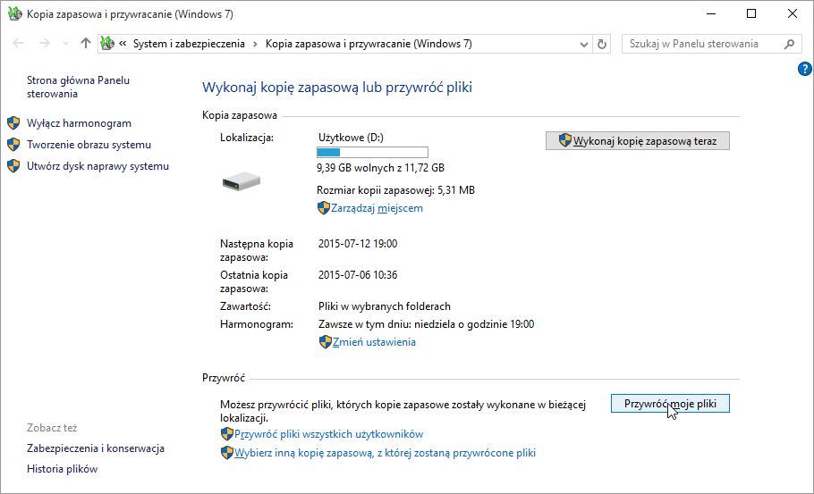 Przywracanie kopii zapasowej