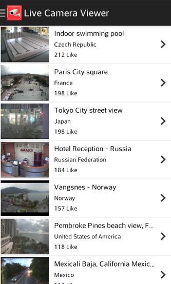 Główny ekran aplikacji Live Camera Viewer