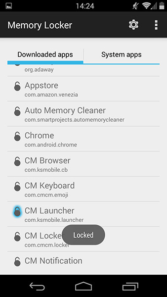 Memory Locker - zablokowanie aplikacji 